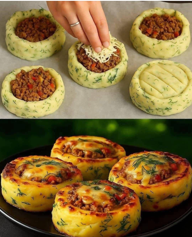 Stuffed Mashed Potato Nests