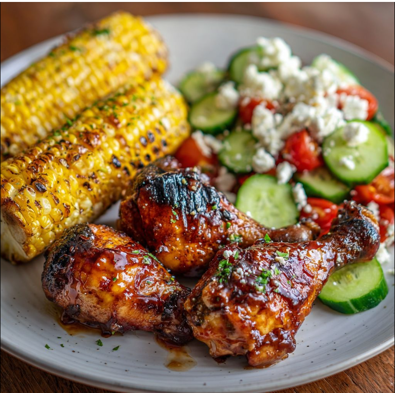 Glazed Chicken Drumsticks with Grilled