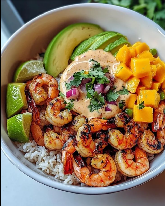 Easy Healthy Grilled Shrimp Mango Avocado Bowl Recipe