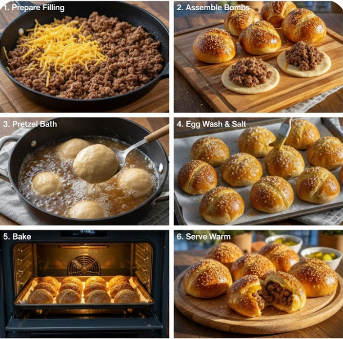 Cheeseburger Pretzel Bombs